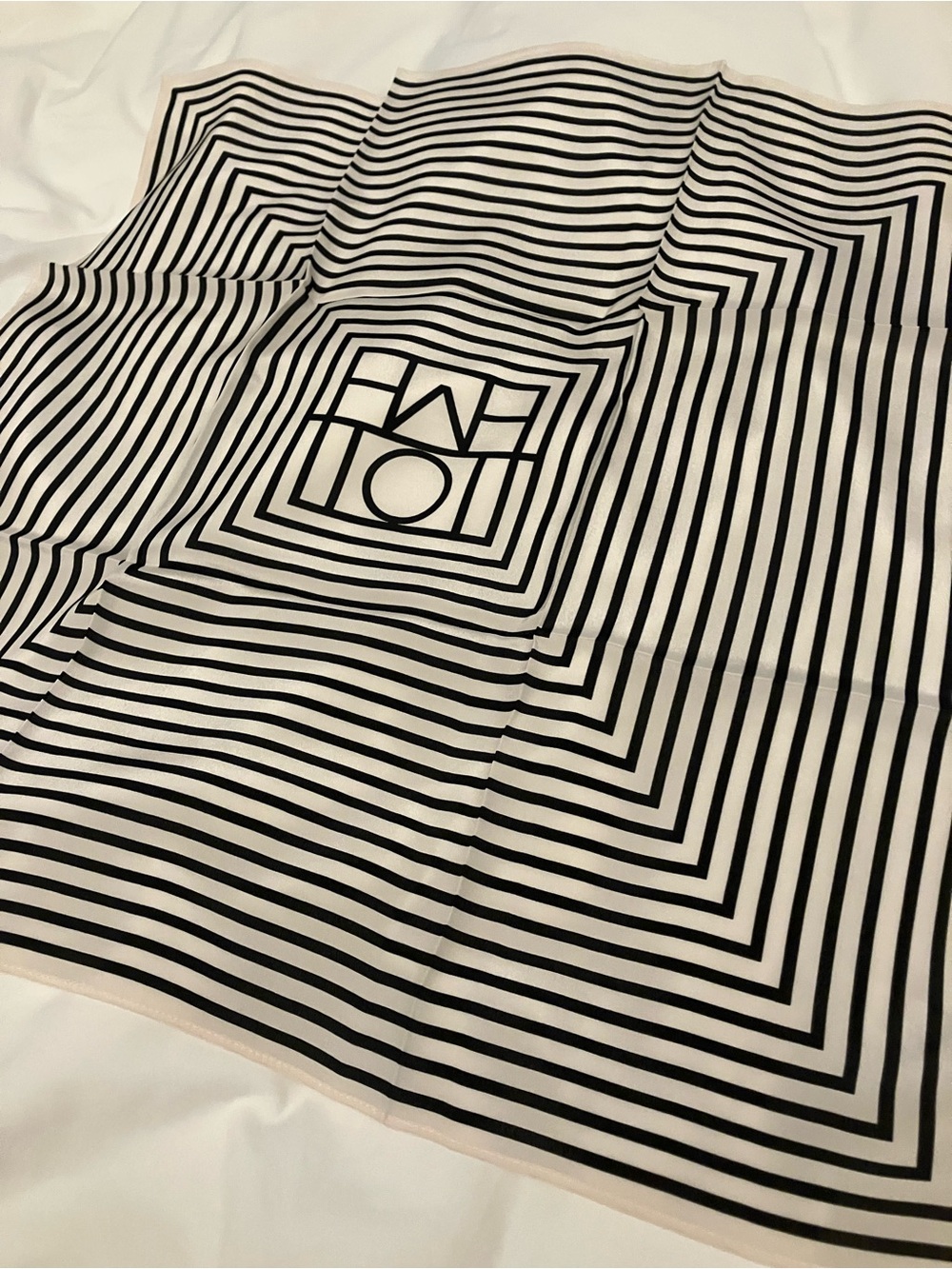 Totême Black and Cream Striped Silk Scarf - Picture 5 of 10